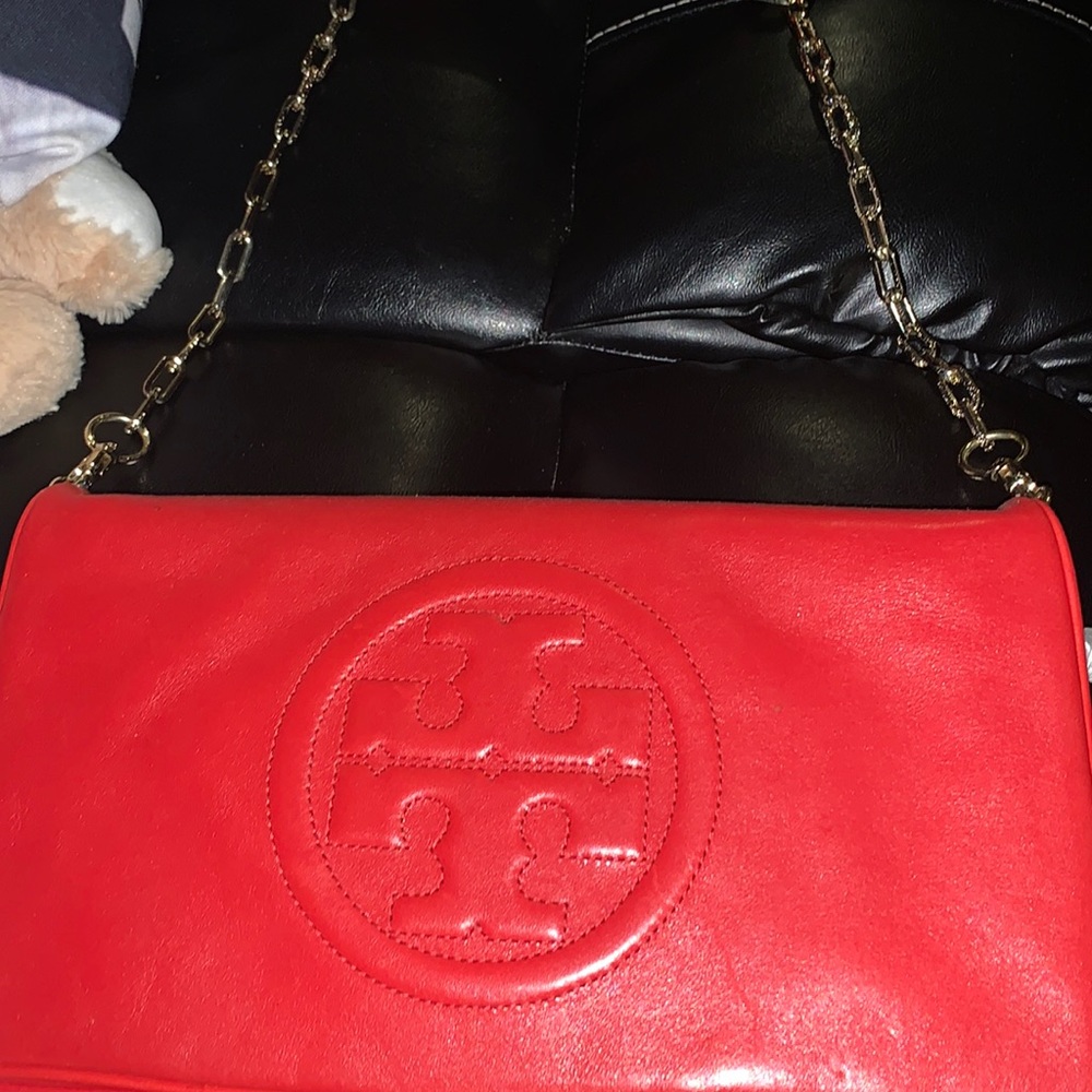Women’s red leather Tory Burch shoulder bag practically new